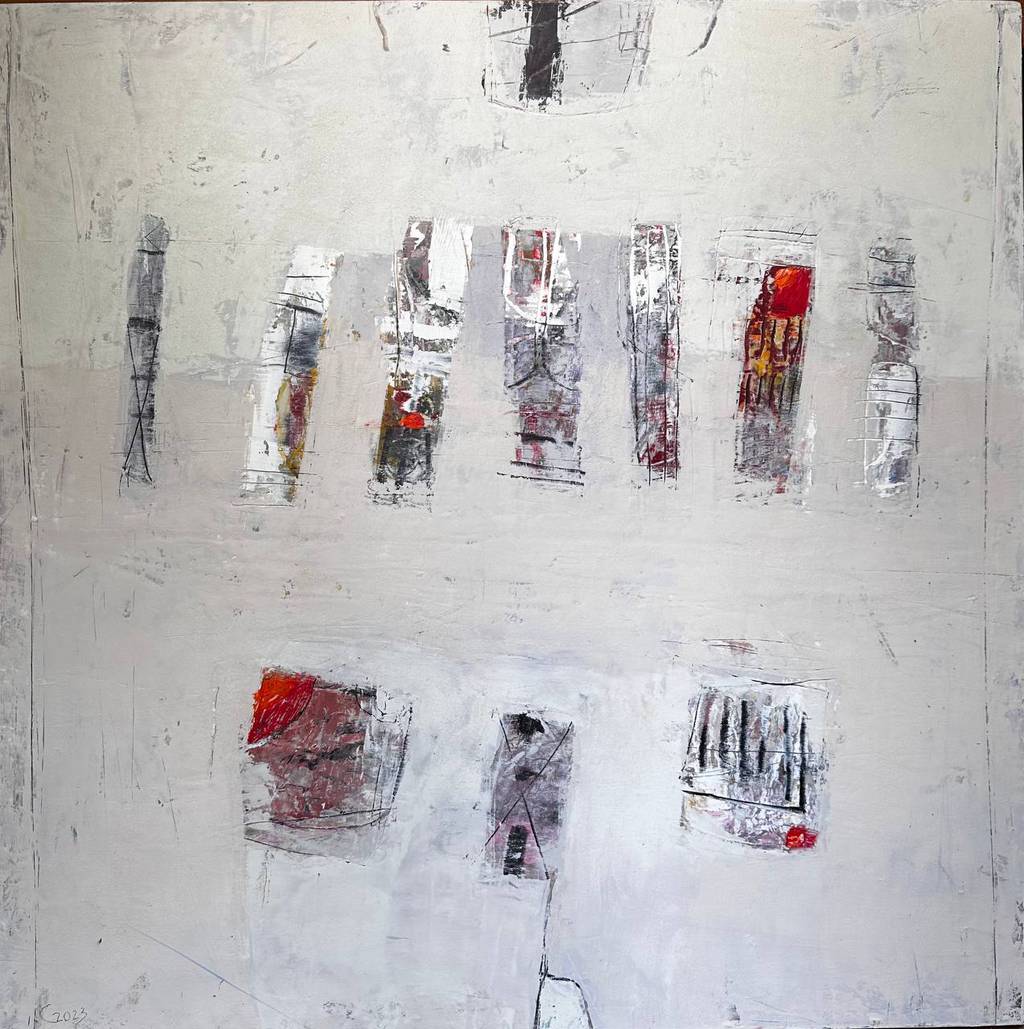 Ten Songs to Home, 75x75cm., cold wax, 2023