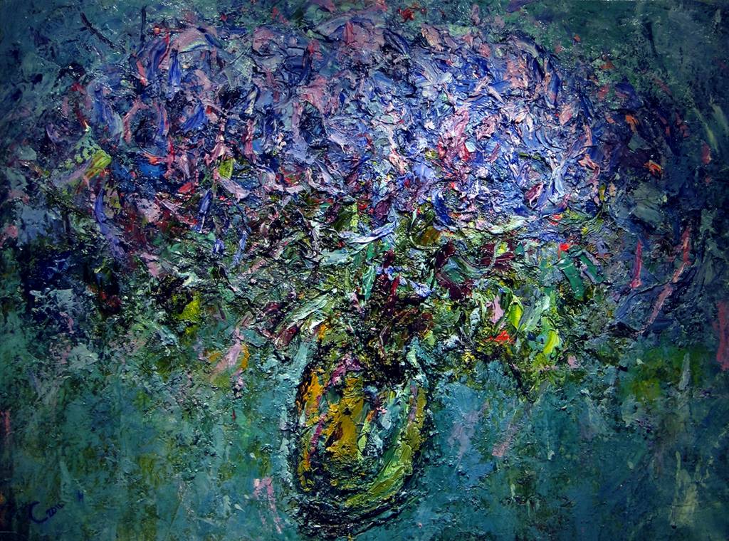 Violet Flowers, 97x130cm., oil on canvas, 2015