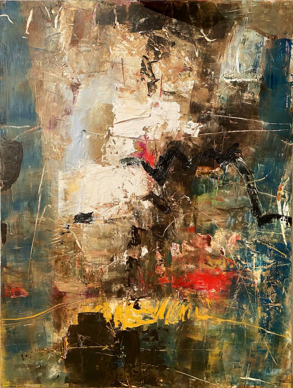 Evening, 80x60cm, cold wax, 2020