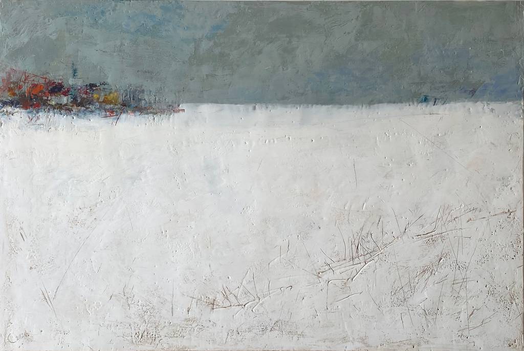 Snowfield, 61x92cm, encaustic, 2020