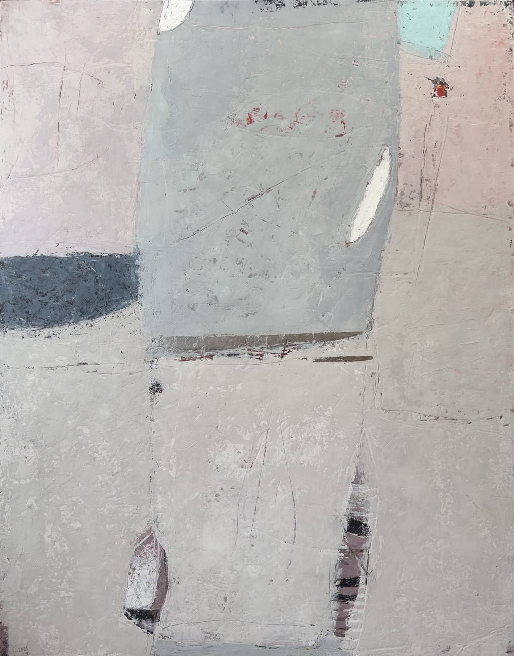 The Foundations of Mr. Uef’s Life, 140x110cm., cold wax, 2025