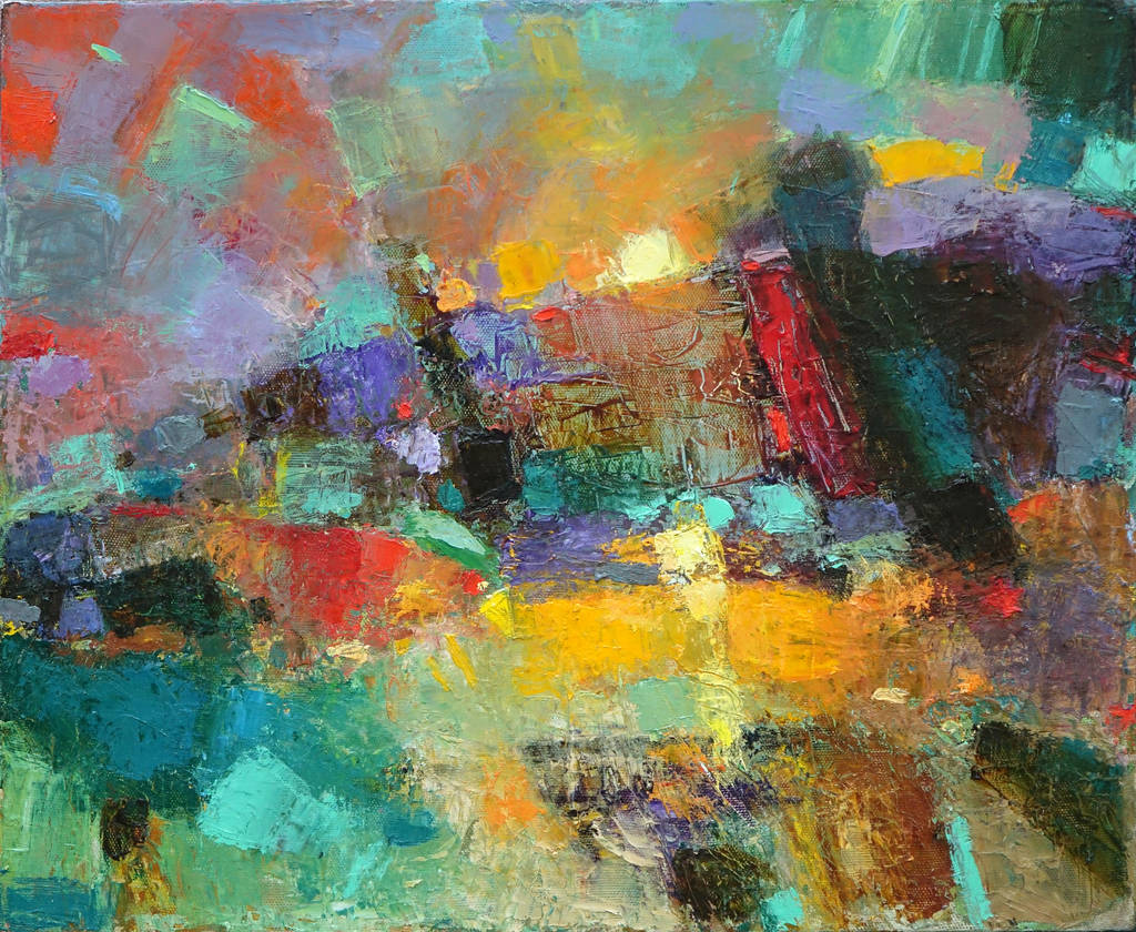 Sunrise on Volga - River, 60x70cm, oil on canvas, 2018