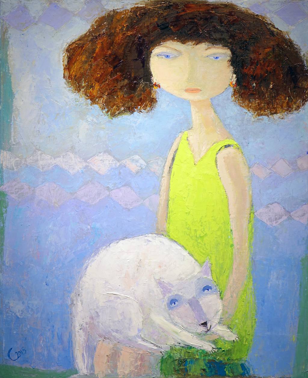 Cat and June, 100x80cm., oil on canvas, 2015