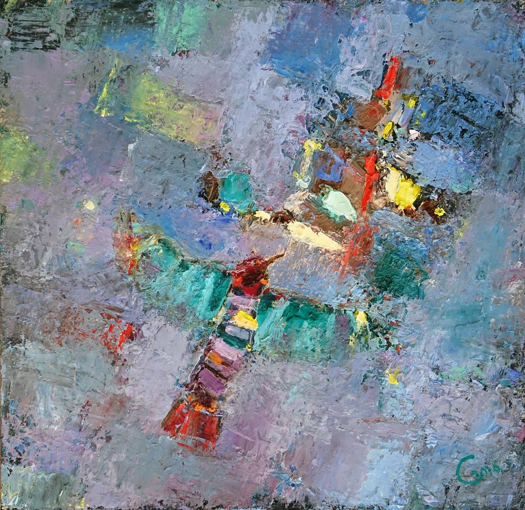 Hummingbirds, 40x40cm., oil on canvas, 2016