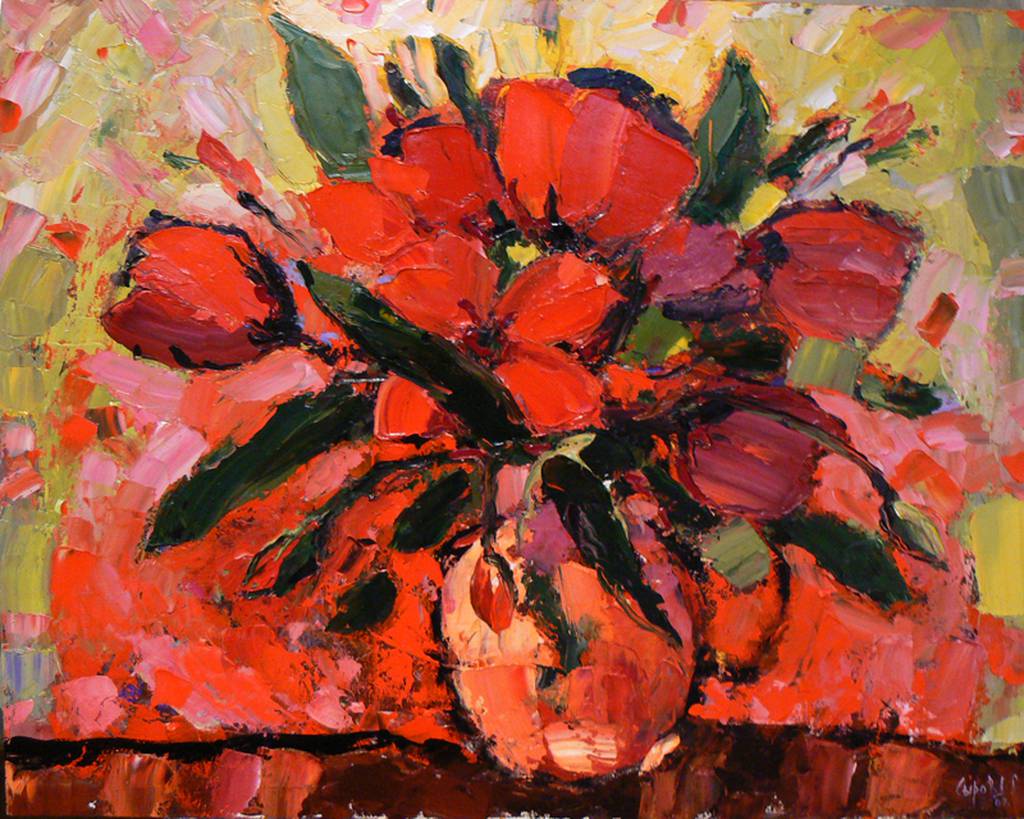 Red Tulips, 80x100cm., oil on canvas, 2006