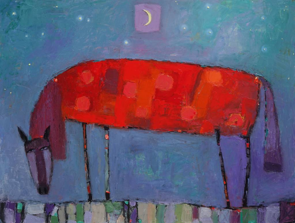 Horse Under Starry Sky, 76x100cm., oil on canvas, 2019