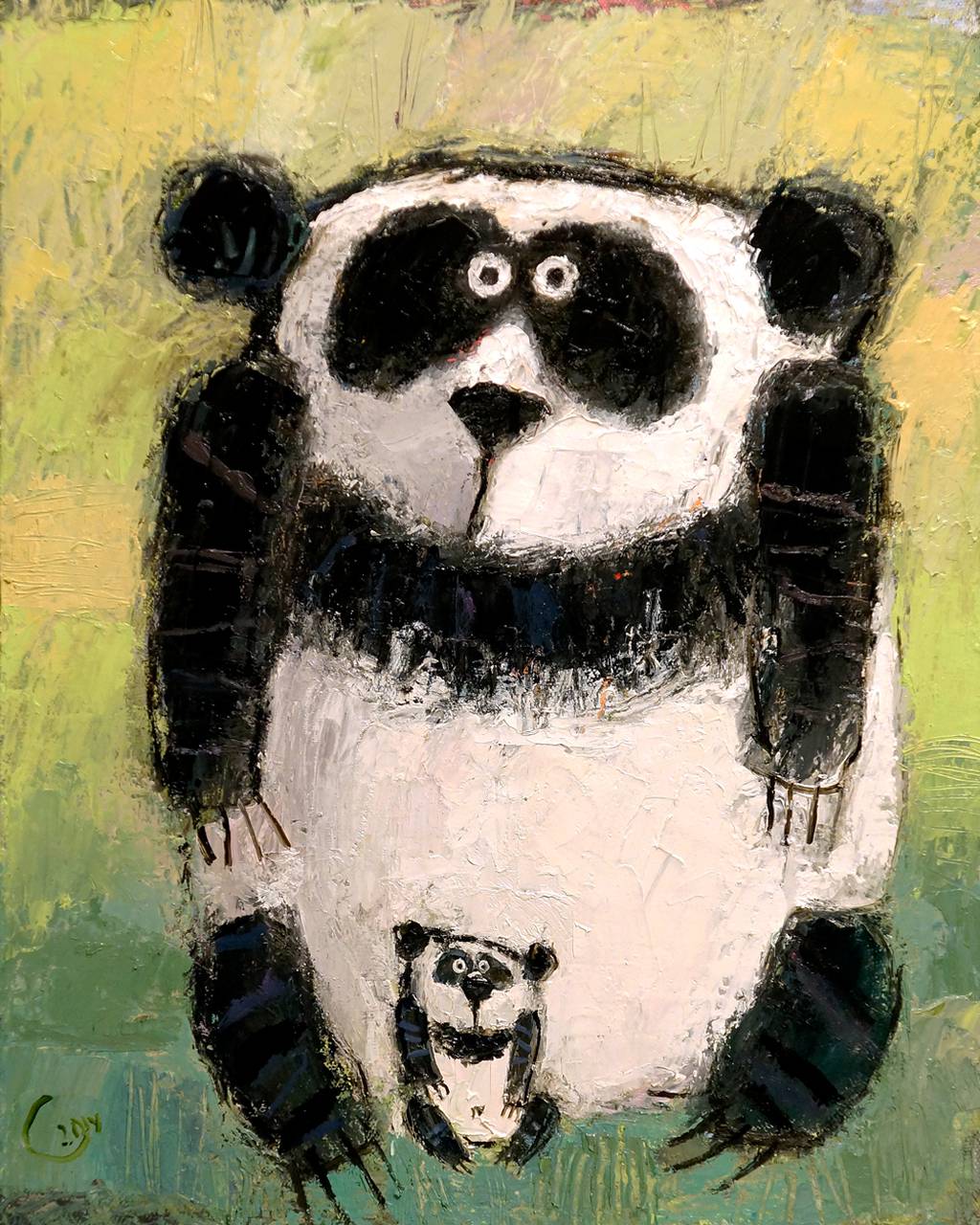 Panda and Panda, 50x40cm., oil on canvas, 2014