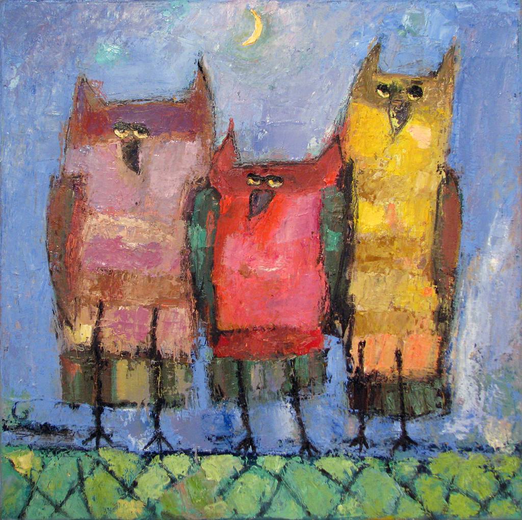 Owls, 80x80cm., oil on canvas, 2013